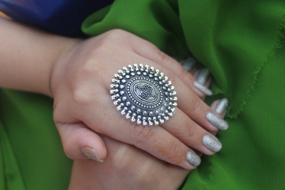 Buy Oxidized Varthulah Ring- Magenta and Green, Oxidised Rings - Shop From  The Latest Collection Of Indian