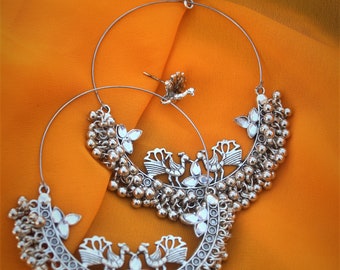Bollywood Oxidized Silver plated Handmade light weight chandbalis jhumka jhumki ethnic earrings jewelry women