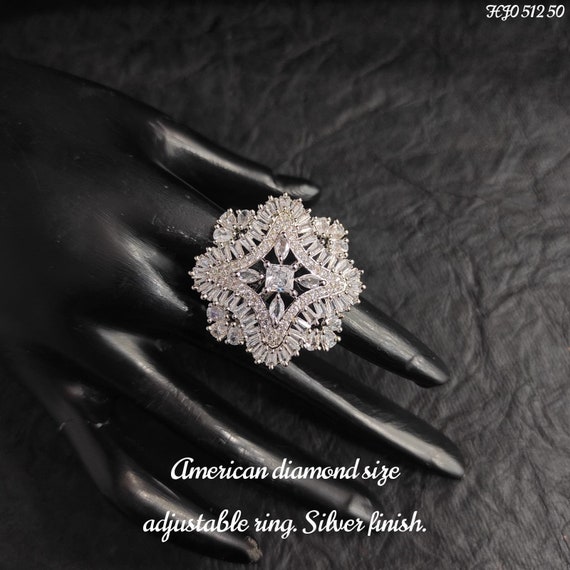 Fashion Frill Trendy Heart 18K Rose Gold Plated American Diamond Designer  Adjustable Rings Gift For Sister Combo of 3