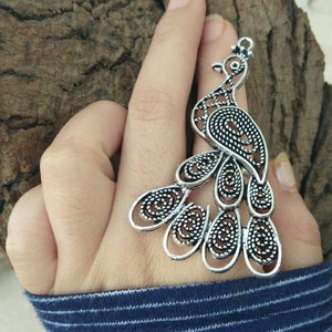 Adjustable Silver Ring | Oxidized Ring | German Silver Ring | Statement Ring | Adjustable Rings | Indian Jewelry | Peacock Ring | Oxidised |
