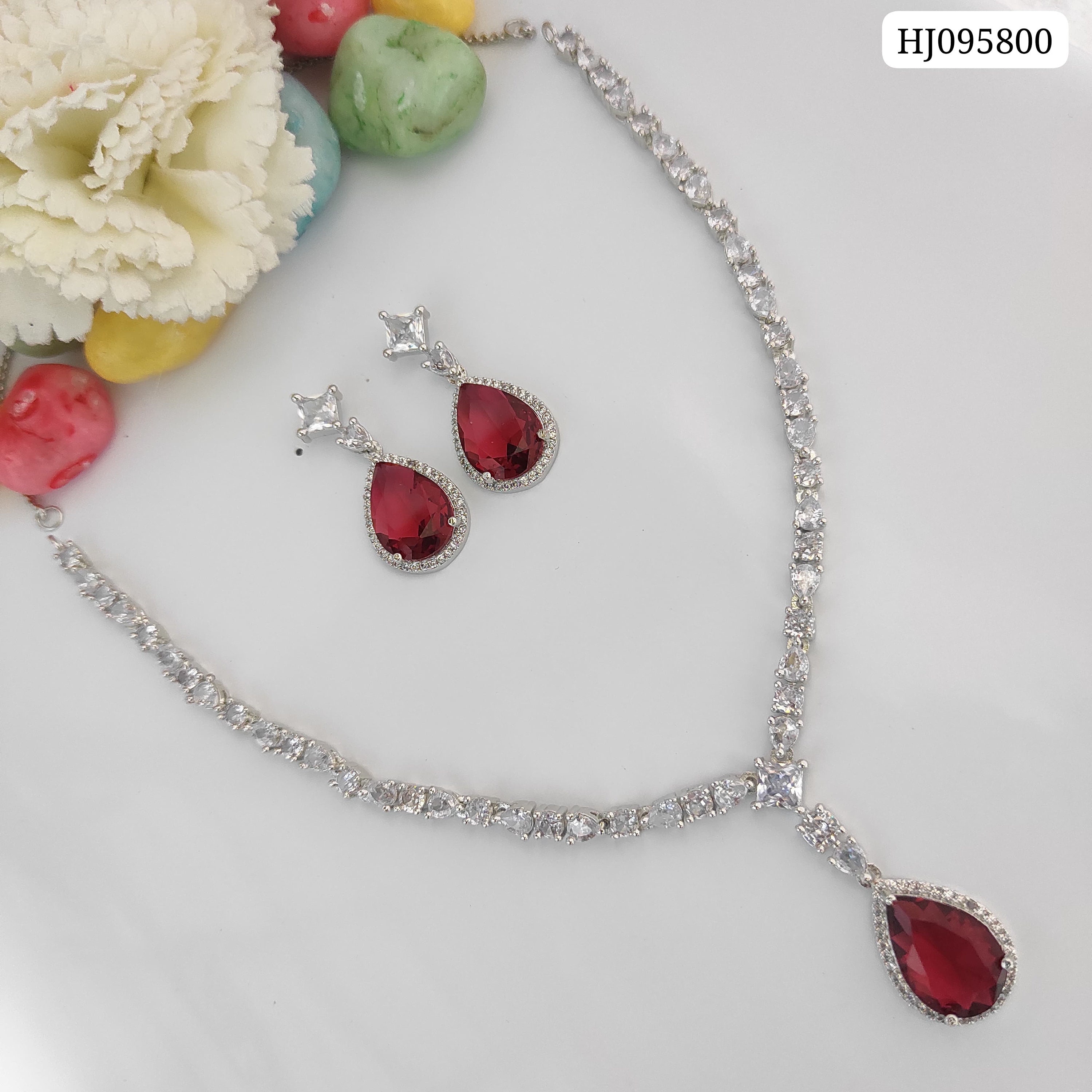 Celebrity Inspired American Diamond Pendant Set Sapphire Blue