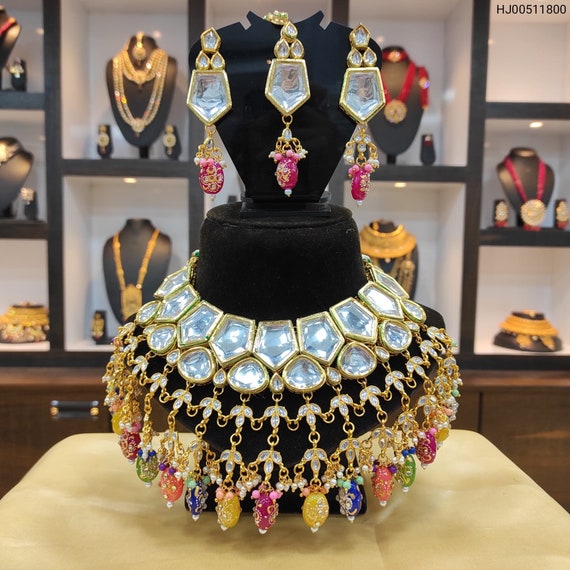 Buy Kundan, Meenakari and Pearl Heavy Bridal Designer Earrings Online In  India At Discounted Prices