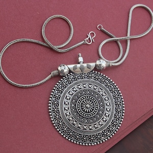 Oxidized Silver Plated handmade Party wear Adjustable Pendant Necklace Jewelry women/ Indian Traditional Jewelry/ Best Gift
