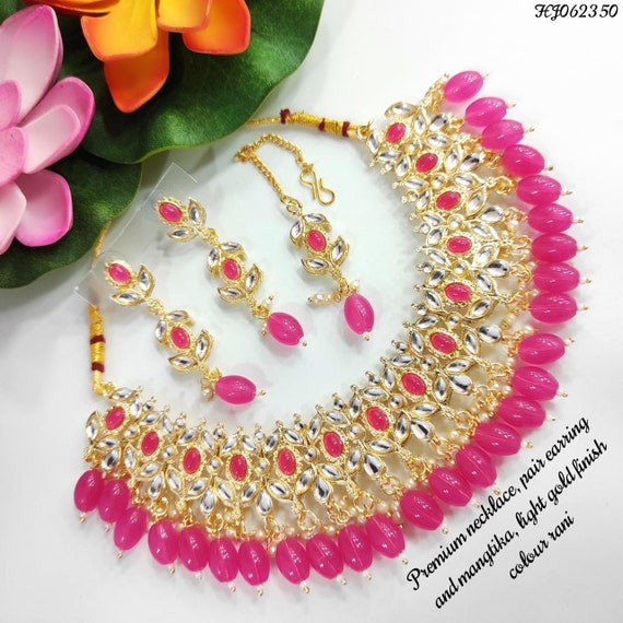 KARATIQUE Premium Quality Kundan Necklace Set Indian Jewelry trendy Indian Bridal set Bridal Jewelry Wedding Jewelry Festive Jewelry Set