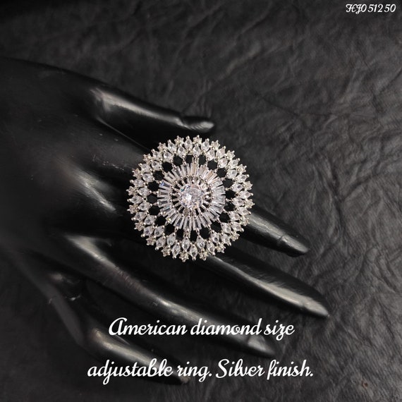 Ad Ring American Diamond ring / Tradistional diamond ring big size ad ring  for women ad girls /