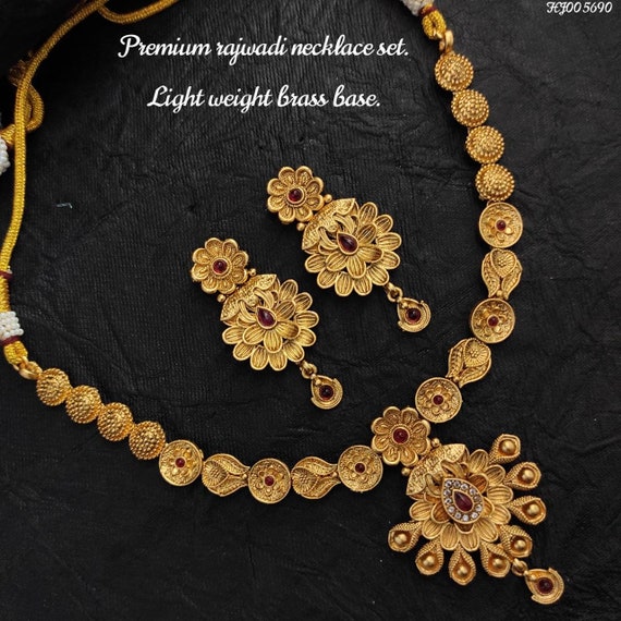 Rajwadi cheap gold necklace