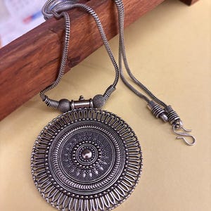 Antique Silver Boho Necklace | Vintage Ethnic Statement Jewelry | Handmade Tribal Pendant | Festival Oxidised Necklace