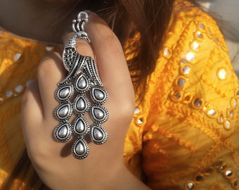 Oxidized Ring | German Silver Ring | Statement Ring | Adjustable Ring | Indian Jewelry | Jaipur Ring | Peacock Ring | Tribal | Oxidised |