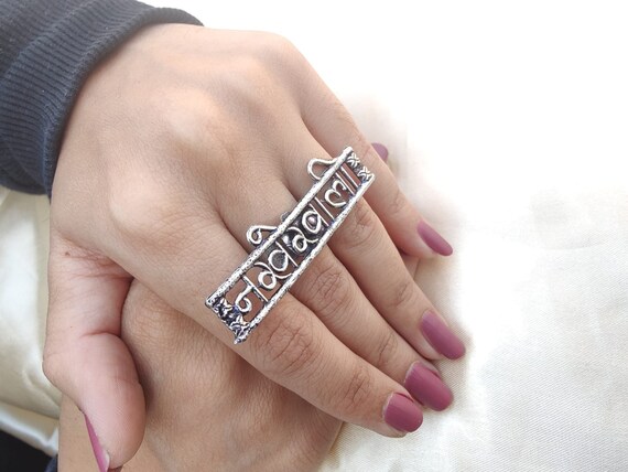 Anello indiano ossidato/ Anello d'argento antico/ Ossida gioielli