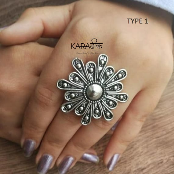 The Ihita Kemp Silver Finger Ring-Order Ethnic Silver Rings Online — KO  Jewellery