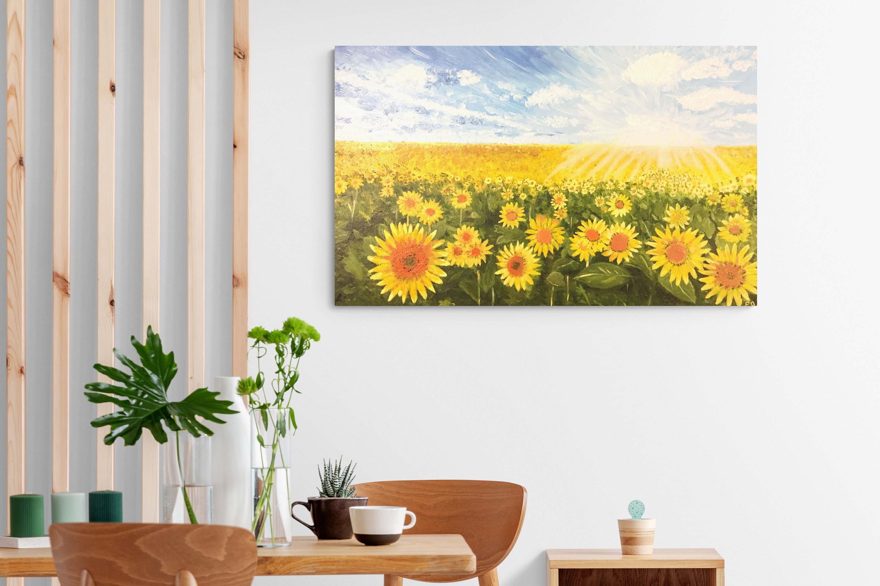 Sunflower Field ORIGINAL Painting Digital Print Yellow Flower Print ...