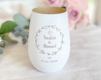 Windlicht zur Hochzeit - Geschenk Brautpaar - mit Namen