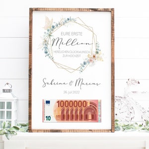 Geldgeschenk Schmetterling erste Million | Hochzeitsposter | Hochzeit | Liebe | Geschenk Brautpaar | personalisiert |