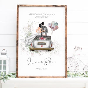Hochzeitsgeschenk zum Ausdrucken personalisiert Geldgeschenk Brautpaar Hochzeitsauto