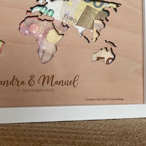 Individuelles Geldgeschenk Landkarte Weltkarte inkl Rahmen image 9