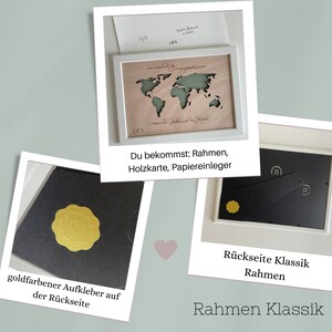 Individuelles Geldgeschenk Landkarte Weltkarte inkl Rahmen Bild 6