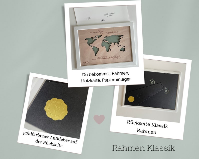 Individuelles Geldgeschenk Landkarte Weltkarte inkl Rahmen Bild 6