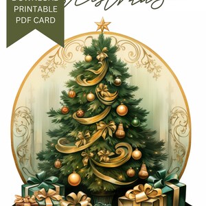 Digital Printable Elegant Art Deco Style Christmas Tree Card - Etsy
