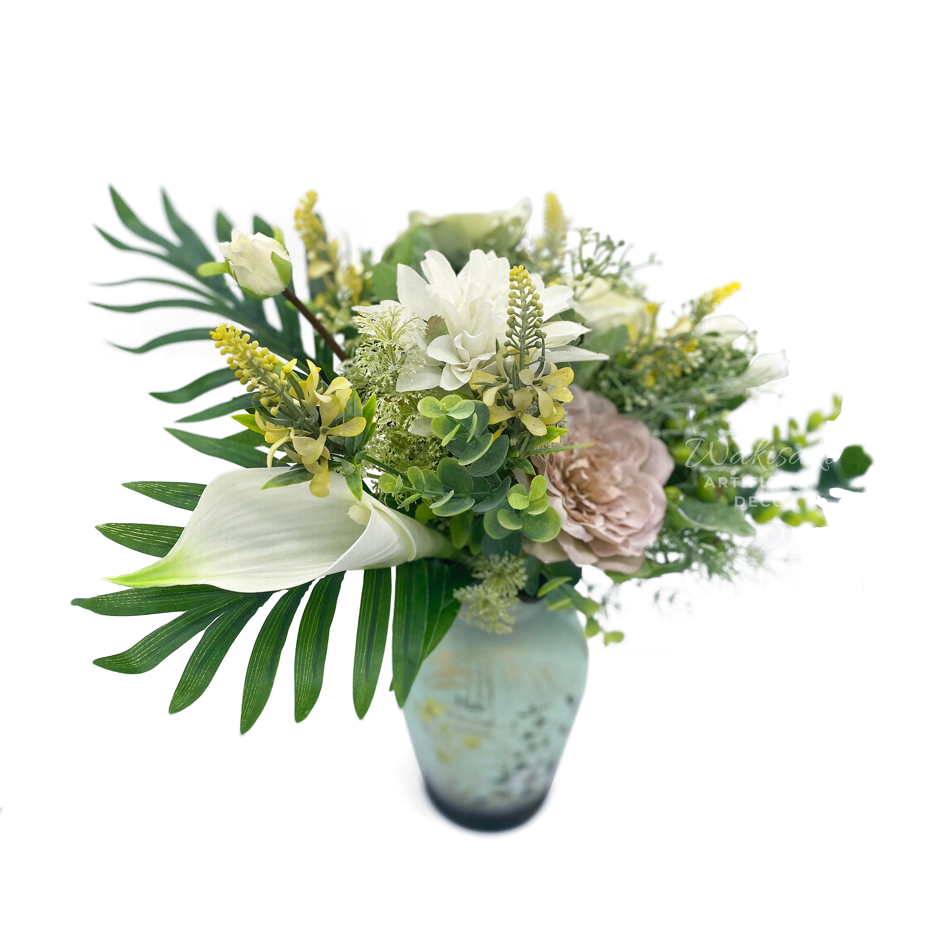 Artificial Faux Flower Arrangement With Ceramic Vase Decor Etsy UK