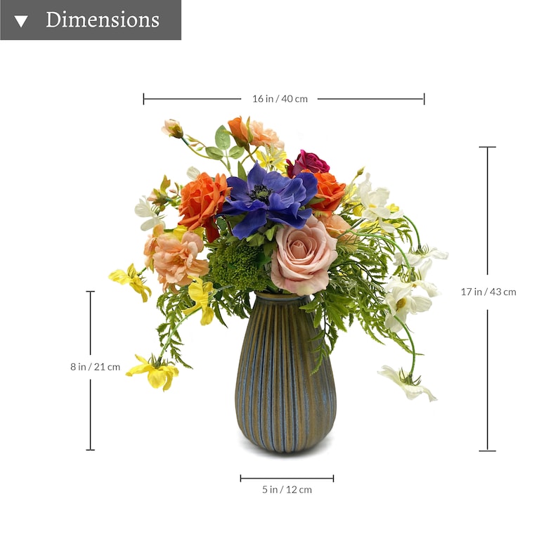 Faux Flowers in Ceramic Vase Artificial Flower Arrangement Etsy