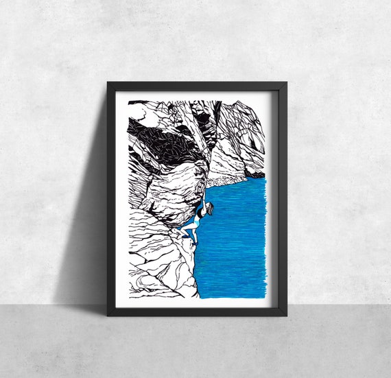 Climbing Art Print Deep Water Solo Rock Wall Canada - Climbing Wall Art Canada Climbing Art Print Deep Water Solo Rock Wall Canada - Climbing Wall Art Canada