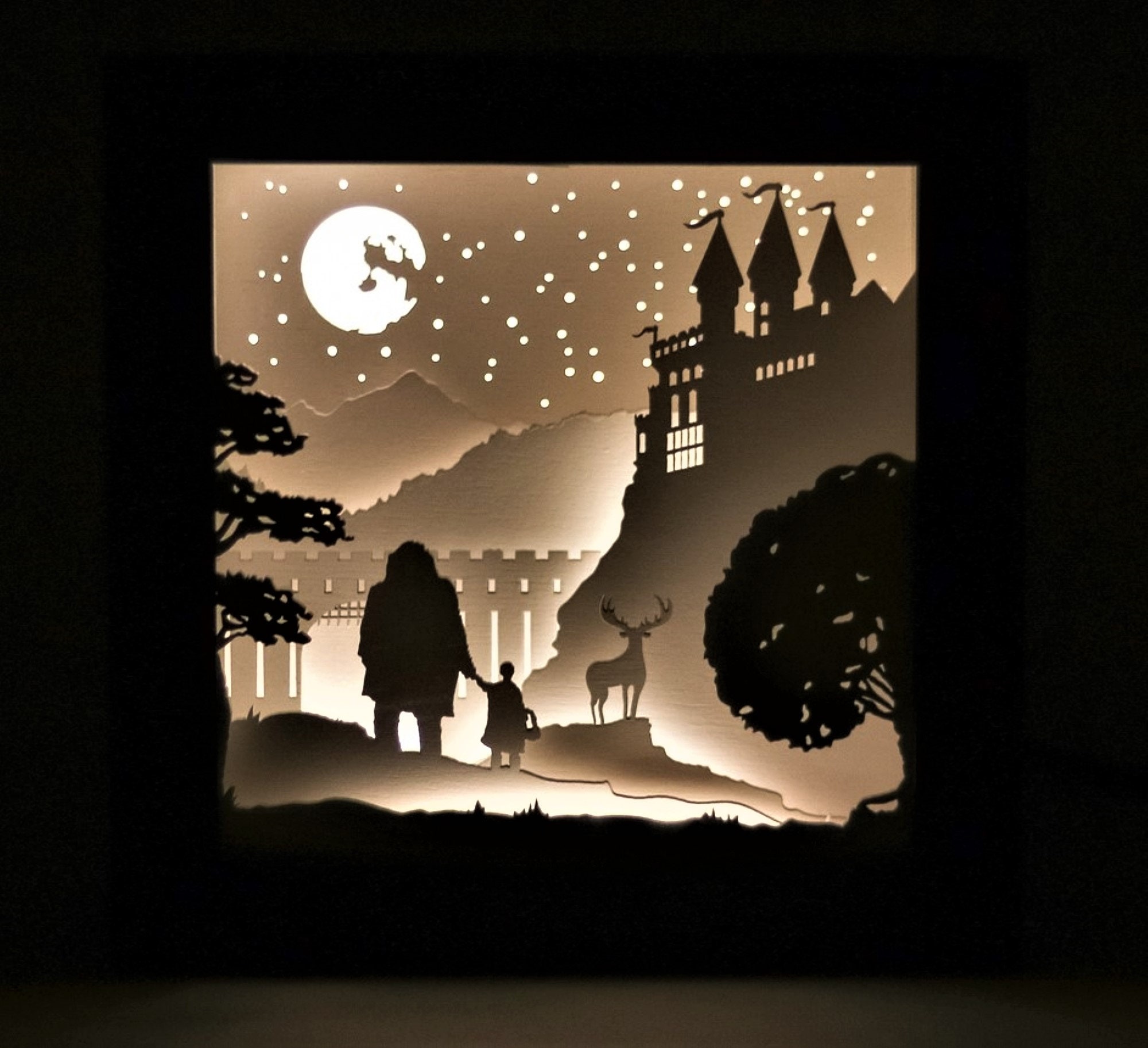 Harry Potter Silhouette Lamp LED Lights Handmade Gift Battery Powered