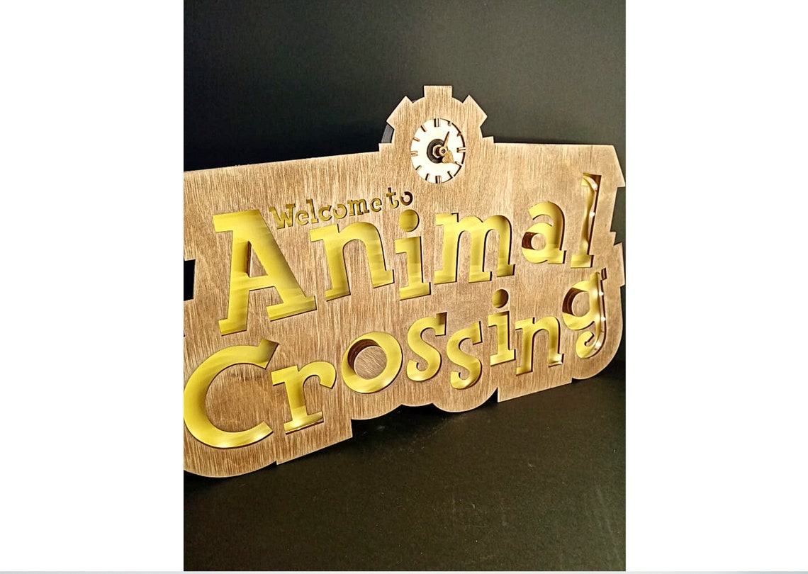 Animal Crossing Logo Gaming Light Up Wall Clock Wooden Lamp | Etsy