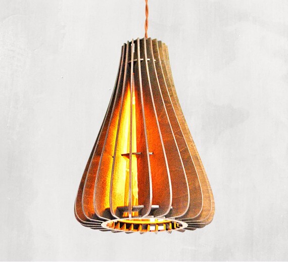 Boho ceiling light Wood lamp shade Boho light fixtures Wooden Etsy