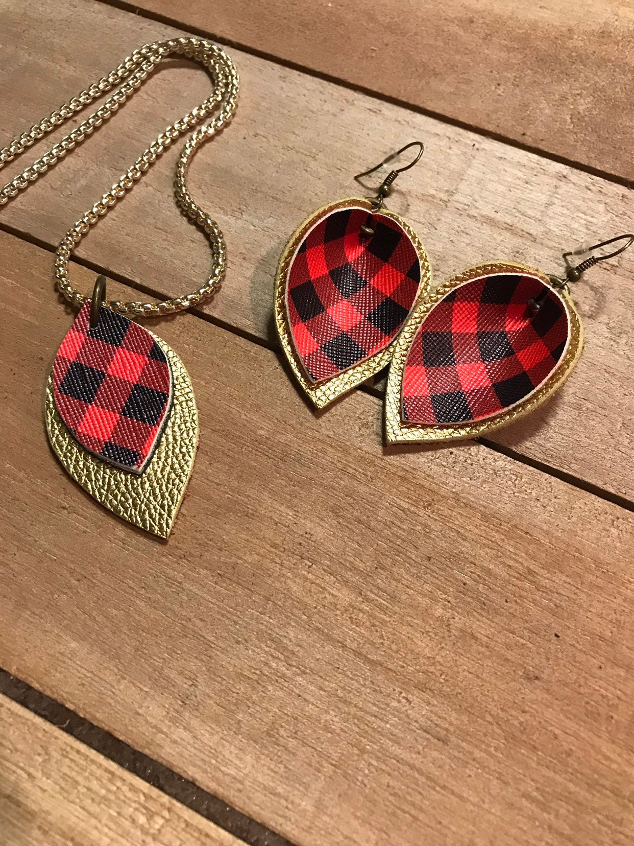 Textured Print Leather Earrings