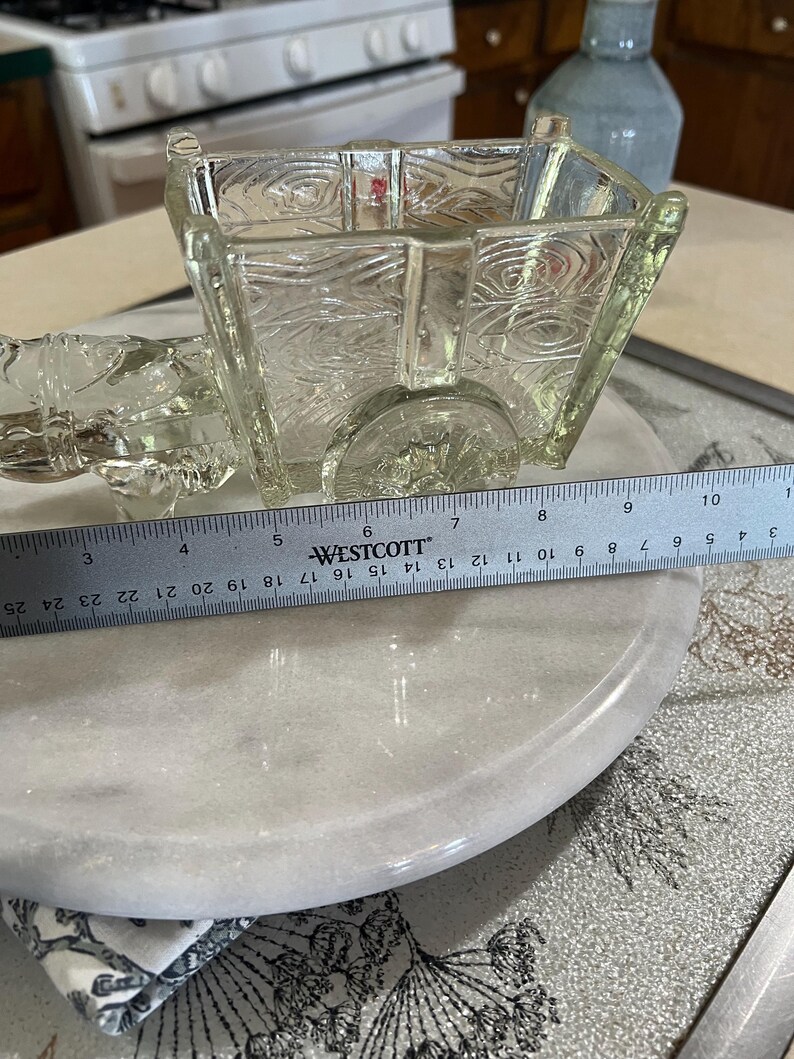 Westcott Ruler Guide Vintage Clear Pressed Glass Horse and Cart Candy Dish | Large Heavy ...