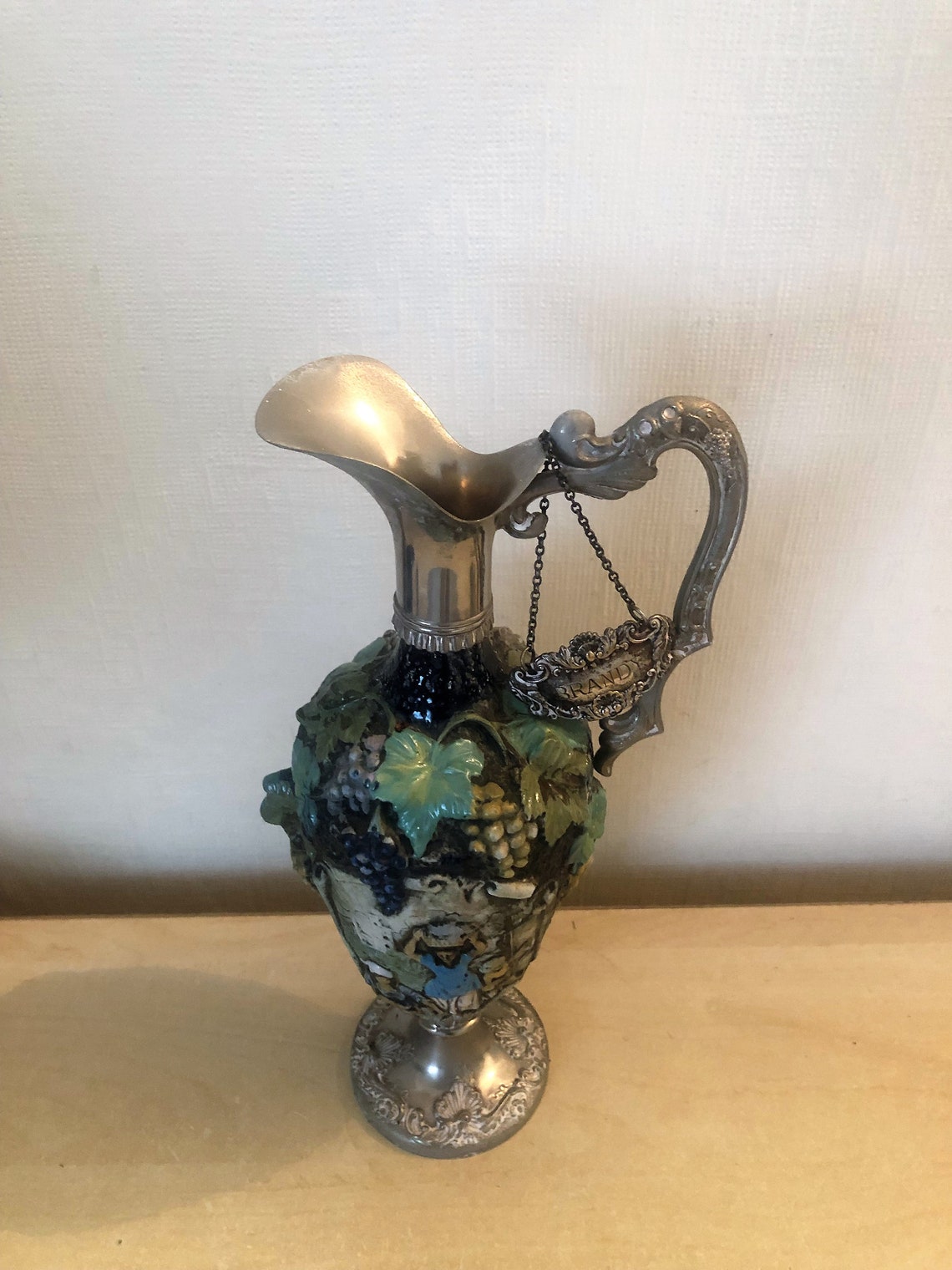 Antique Metal brandy decanter Etsy