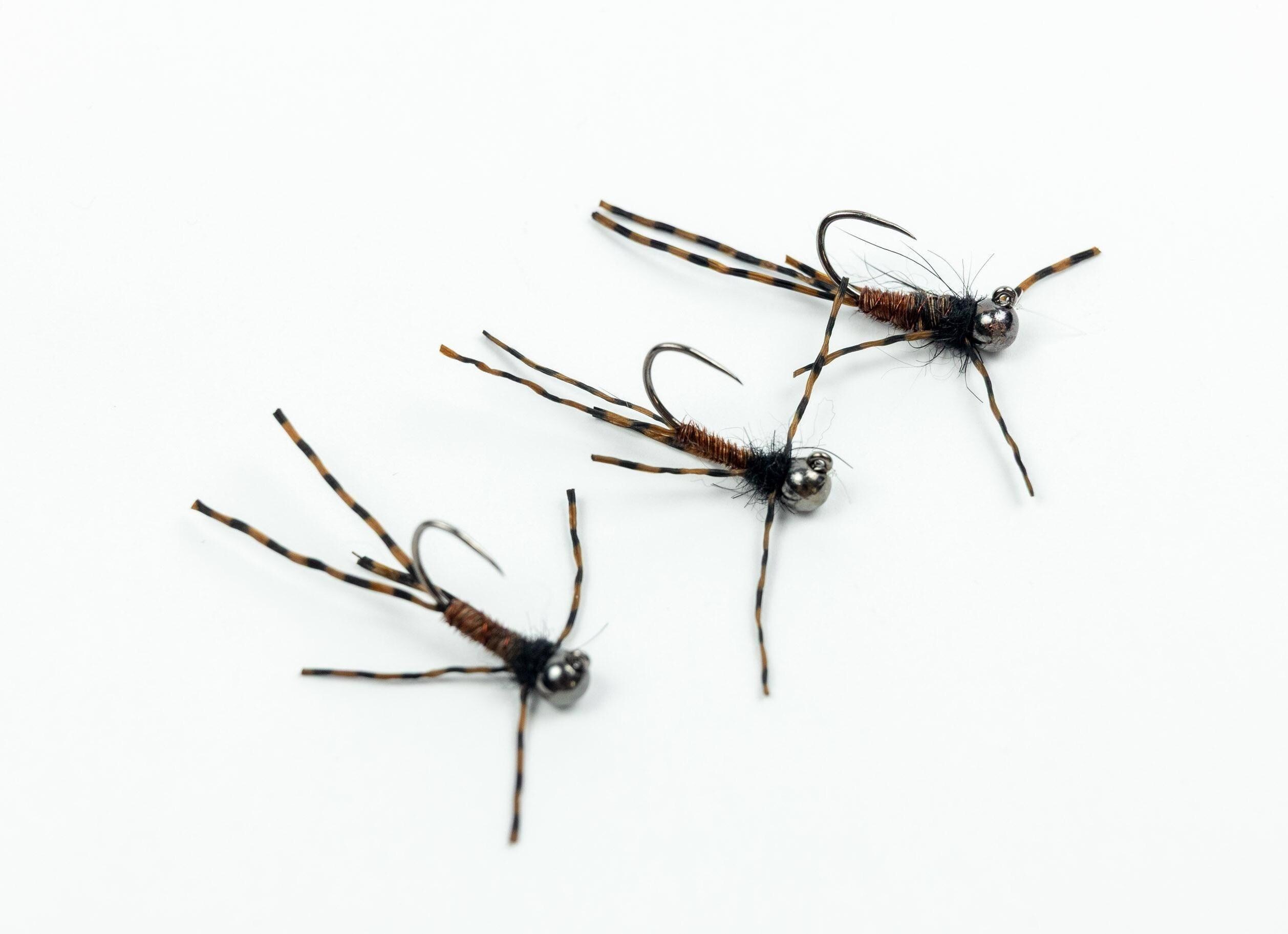 Tungsten Beadhead Jig – Pat’s Rubber Legs Fly Fishing Jig In Black, Size 10, 6-Pack For Anglers