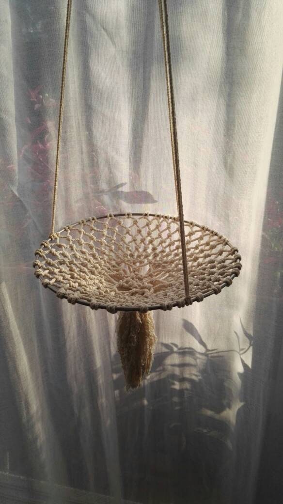 macrame hanging toy basket