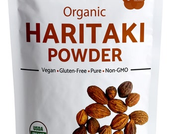 Organic Haritaki Powder, Terminalia Chebula, Harade, Kadukkai, Pack of 4, 8 or 16 oz