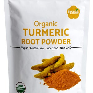 Organic Turmeric Root Powder, Curcumin longa  Finely Ground Indian Spice, Natural Food Color and Herb, 4 , 8 and 16 ounce 1 lb