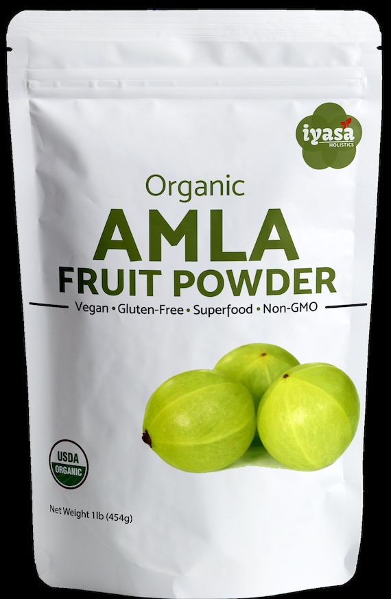 Organic Amla Powder,  Indian Gooseberry, Natural Source of Vit. C, For Skin and Hair,  Pack of 4,8 oz and 16 oz