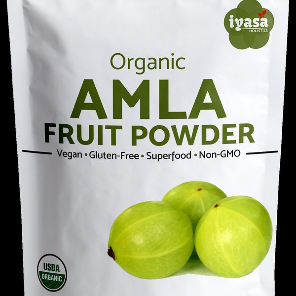 Organic Amla Powder,  Indian Gooseberry, Natural Source of Vit. C, For Skin and Hair,  Pack of 4,8 oz and 16 oz