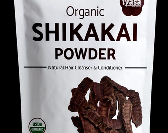 Shikakai Powder, Certified Organic, Acacia Concinna, Natural Hair Cleanser and Conditioner, DIY Herbal Hair Wash, Resealable pouch 4,8,16 oz
