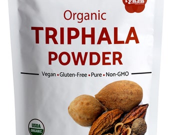 Organic Triphala Powder, Ayurveda herb for Digestion, Natural Bowel Cleanser, Herbal Laxative, Immune Support, Resealable pack of 4,8 ,16 oz