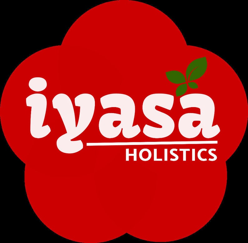 May include: A red cloud-shaped logo with the white text "iyasa" and the smaller text "HOLISTICS" below. A green leaf design is above the word "iyasa".
