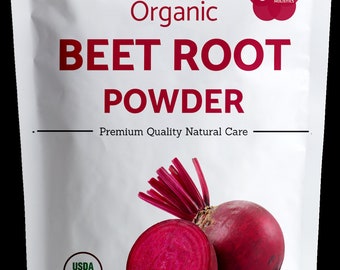 Organic Beet Root Powder, USDA Organic, Plant Based, Gluten free, Boost Energy, Natural food color for Baking and Cooking, 8 oz