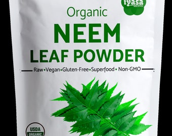 Neem Powder Organic, for DIY Teeth, Hair and face mask, Ayurveda herb for Blood and Liver purification Resealable Pouch  4, 8 ounce, 1 pound