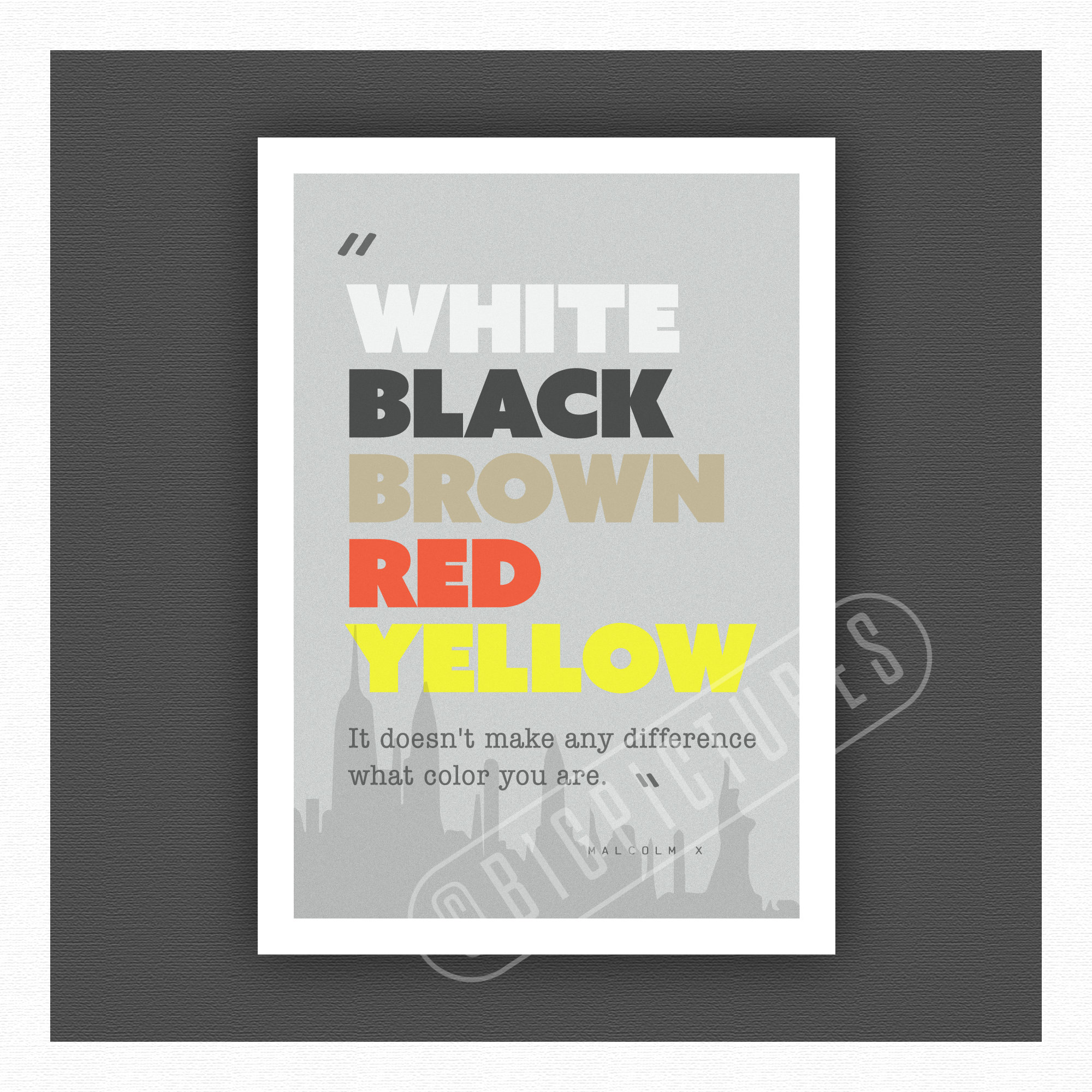 Malcolm X Wit Zwart Bruin Rood Geel Citaat Afdruk Etsy