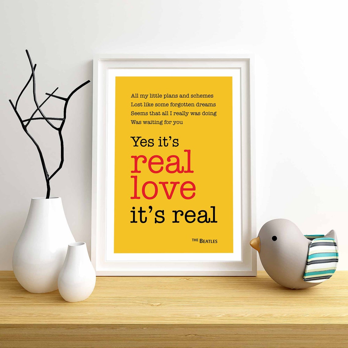 The Beatles Real Love Lyrics Print Etsy
