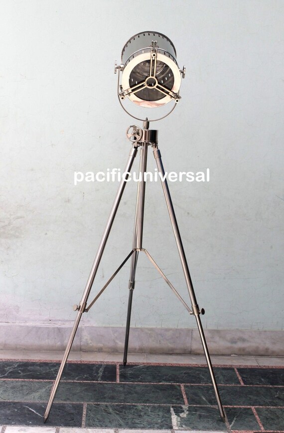 Nautical Marine Floor Search Light With Tripod Spot Light Studio Big Lamp