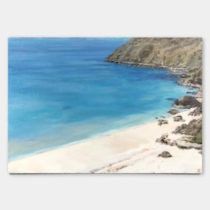 美術、オリジナル、油絵、印象派、夕焼け、海景、風景、コーンウォール（フレームなし）