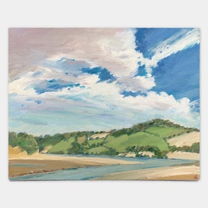 Fine Art, Original, Oil Painting, Impressionist, Clouds, Countryside, Landscape, Water (unframed)