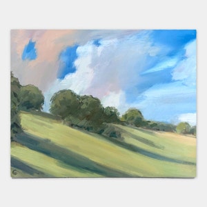 Belle arti, originale, dipinto a olio, impressionista, campagna inglese, paesaggio (senza cornice)