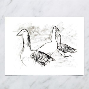 Belle arti, originale, schizzo dipinto in acrilico, natura morta, oche, figurativo (senza cornice)