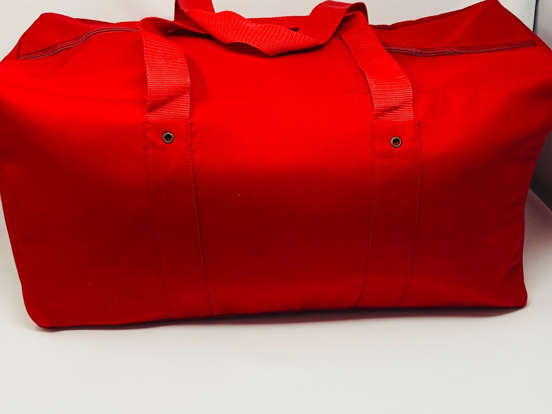 Big Red Duffel Bag Red Thick Canvas Etsy Australia